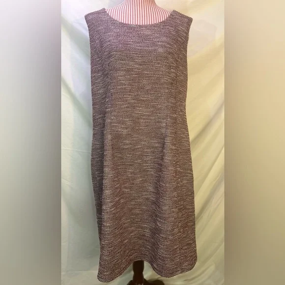 NWT Ann Taylor LOFT Plus Purple Pink Boucle Tweed Sleeveless Shift Dress Size 20 - Picture 2 of 10